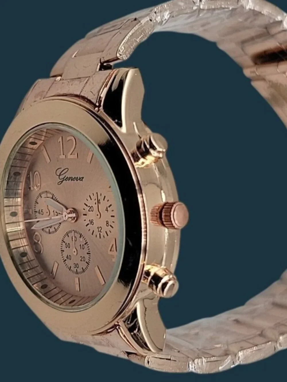 Geneva Ladies Boyfriend Watch Chic Rose Gold Tone 7.5